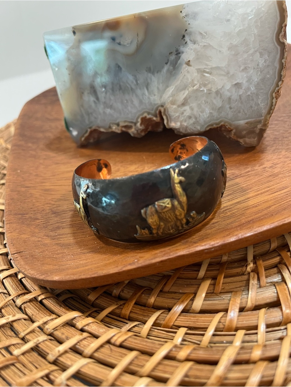 Vintage Llama Copper and Brass Cuff Bracelet